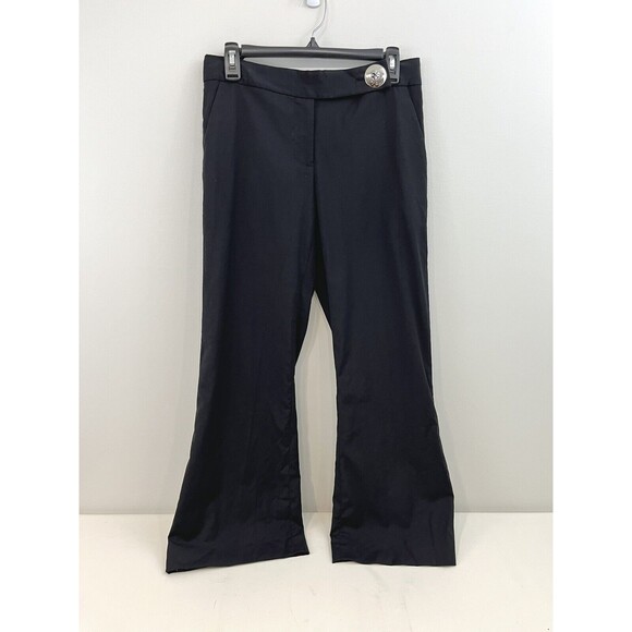 Tory Burch Wide Leg Black Wool Blend Career Pants Size 4 Bergdorf Goodman - Picture 1 of 7